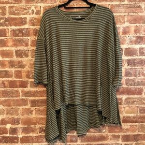 We the Free green striped oversized shirt